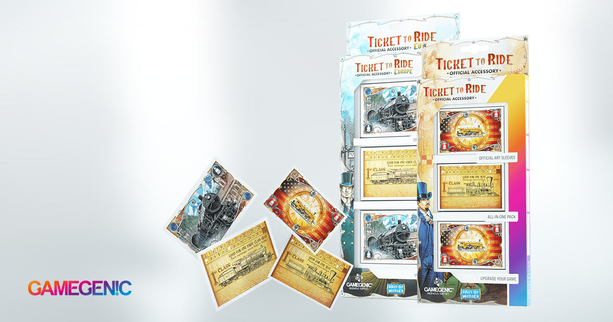 Gamegenic Ticket to Ride Europe Official Art Sleeves | All-in-One Pack of 168 Card Sleeves | Card Game Holder | Designed for Use with The Ticket to Ride Europe Board Game | Made by Gamegenic Gamegenic Ticket to Ride Europe Official Art Sleeves | All-in-One Pack of 168 Card Sleeves | Card Game Holder | Designed for Use with The Ticket to Ride Europe Board Game | Made by Gamegenic
