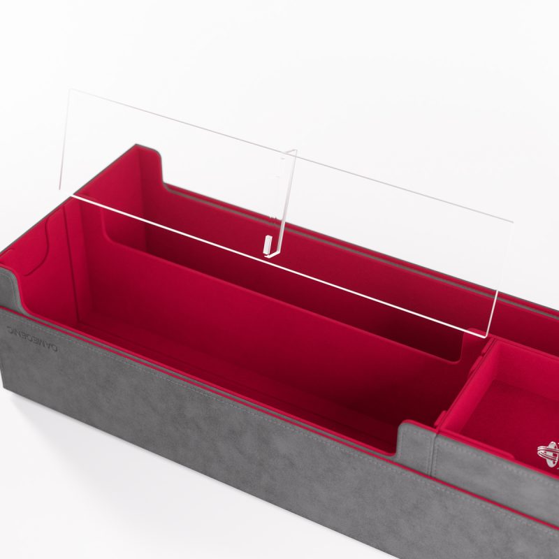 Cards' Lair Pro 1000 Convertible Gaming Box - Premium opslag en organisatie voor serieuze gamers, houdt kaarten, dekdozen en accessoires, grijs/rode kleur, gemaakt door Gamegenic, Grijs/Rood