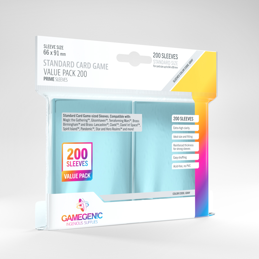 STANDARD CARD GAME VALUE PACK 200 PRIME SLEEVES Gamegenic