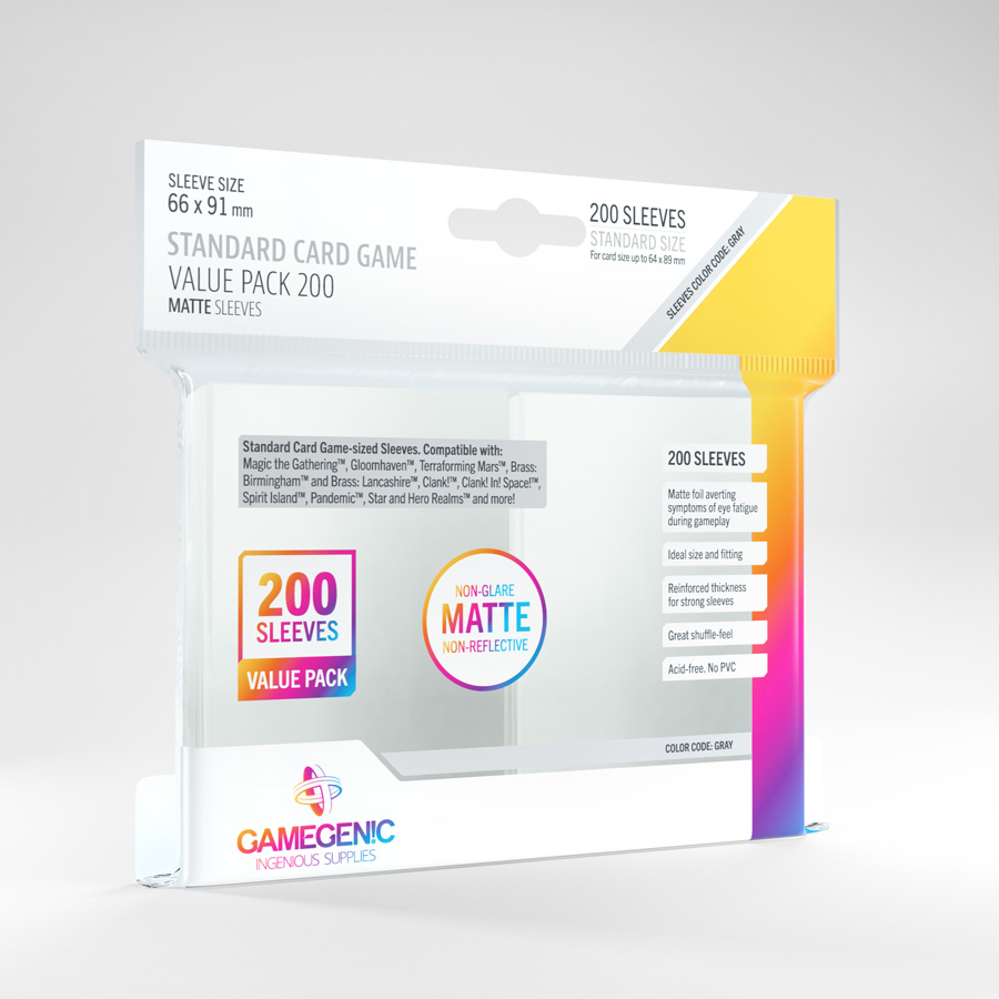 STANDARD CARD GAME VALUE PACK 200 MATTE SLEEVES Gamegenic